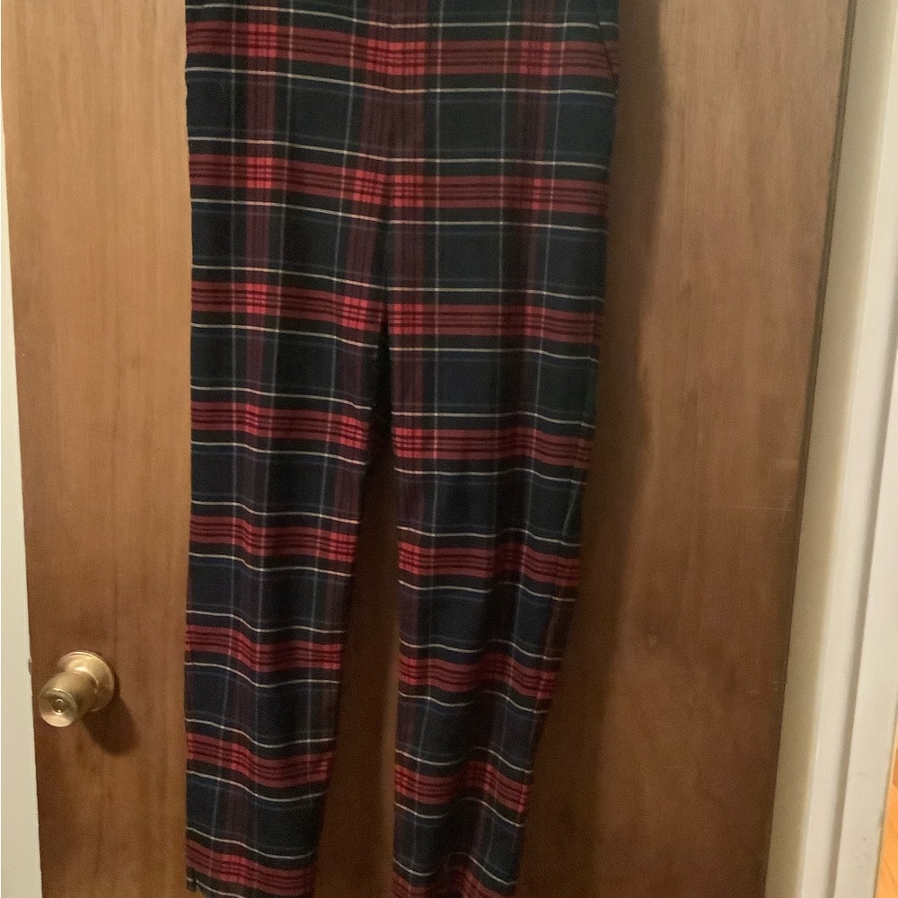 Banana Republic Tartan Plaid Wide Leg Pants - Red and Black
